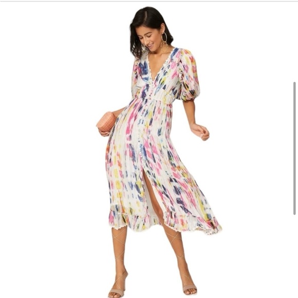 HEMANT & NANDITA Jorah Colorful Midi Dress - Picture 1 of 5